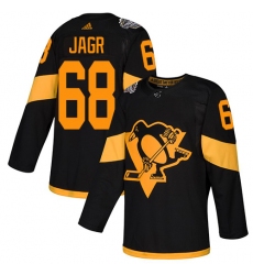 Men's Adidas Pittsburgh Penguins #68 Jaromir Jagr Black Authentic 2019 Stadium Series Stitched NHL Jersey