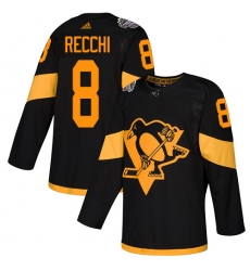 Men's Adidas Pittsburgh Penguins #8 Mark Recchi Black Authentic 2019 Stadium Series Stitched NHL Jersey