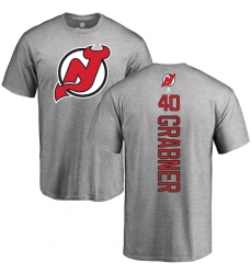 NHL Adidas New Jersey Devils #40 Michael Grabner Ash Backer T-Shirt