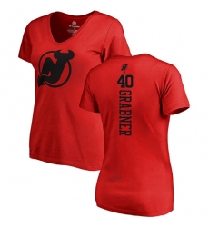 NHL Women's Adidas New Jersey Devils #40 Michael Grabner Red One Color Backer T-Shirt