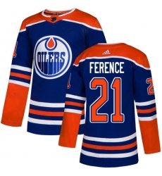 Men's Adidas Edmonton Oilers #21 Andrew Ference Premier Royal Blue Alternate NHL Jersey