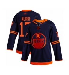 Men's Edmonton Oilers #17 Jari Kurri Authentic Navy Blue Alternate Hockey Jersey