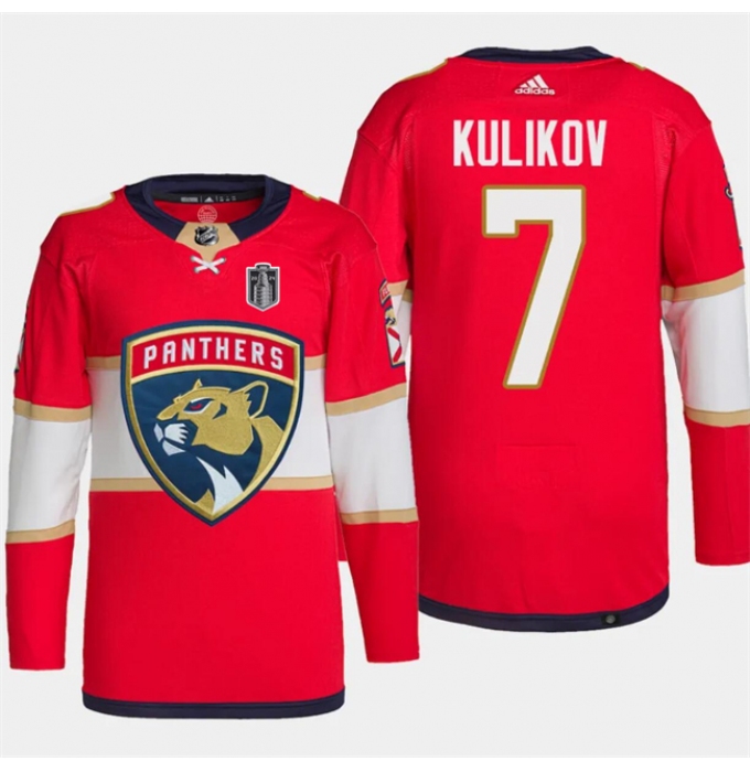 Men's Florida Panthers #7 Dmitry Kulikov Red 2024 Stanley Cup Final Stitched Jersey