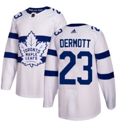 Youth Adidas Toronto Maple Leafs #23 Travis Dermott Authentic White 2018 Stadium Series NHL Jersey