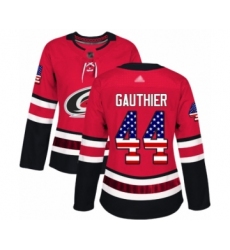 Women's Carolina Hurricanes #44 Julien Gauthier Authentic Red USA Flag Fashion Hockey Jersey