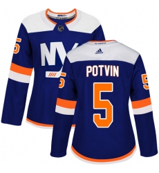 Women's Adidas New York Islanders #5 Denis Potvin Premier Blue Alternate NHL Jersey