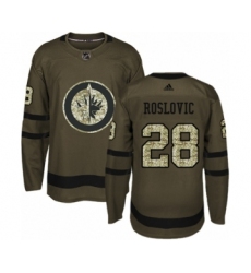 Youth Adidas Winnipeg Jets #28 Jack Roslovic Authentic Green Salute to Service NHL Jersey