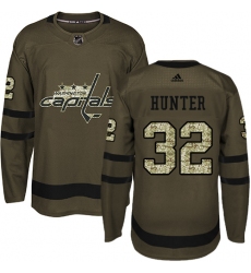Men's Adidas Washington Capitals #32 Dale Hunter Premier Green Salute to Service NHL Jersey