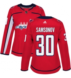 Women's Adidas Washington Capitals #30 Ilya Samsonov Authentic Red Home NHL Jersey
