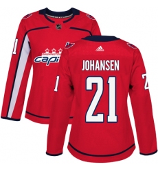 Women's Adidas Washington Capitals #21 Lucas Johansen Authentic Red Home NHL Jersey