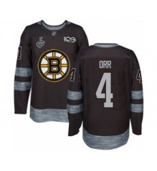 Men's Boston Bruins #4 Bobby Orr Authentic Black 1917-2017 100th Anniversary 2019 Stanley Cup Final Bound Hockey Jersey