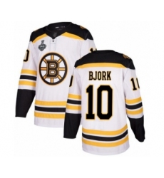 Men's Boston Bruins #10 Anders Bjork Authentic White Away 2019 Stanley Cup Final Bound Hockey Jersey