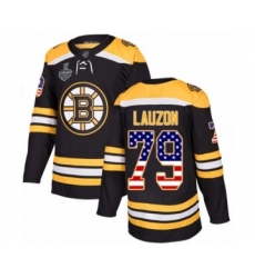 Youth Boston Bruins #79 Jeremy Lauzon Authentic Black USA Flag Fashion 2019 Stanley Cup Final Bound Hockey Jersey