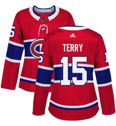 Women's Adidas Montreal Canadiens #15 Chris Terry Premier Red Home NHL Jersey