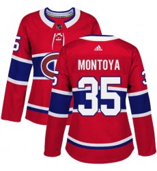 Women's Adidas Montreal Canadiens #35 Al Montoya Authentic Red Home NHL Jersey