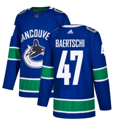 Youth Adidas Vancouver Canucks #47 Sven Baertschi Premier Blue Home NHL Jersey
