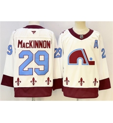 Men's Colorado Avalanche #29 Nathan MacKinnon White 2024-25 With A Stitched Hockey