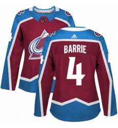 Women's Adidas Colorado Avalanche #4 Tyson Barrie Authentic Burgundy Red Home NHL Jersey