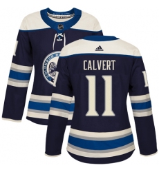 Women's Adidas Columbus Blue Jackets #11 Matt Calvert Authentic Navy Blue Alternate NHL Jersey