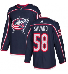 Men's Adidas Columbus Blue Jackets #58 David Savard Authentic Navy Blue Home NHL Jersey