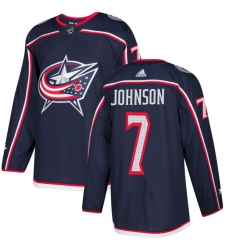 Men's Adidas Columbus Blue Jackets #7 Jack Johnson Premier Navy Blue Home NHL Jersey
