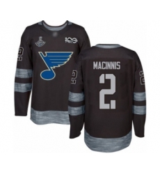 Men's St. Louis Blues #2 Al Macinnis Authentic Black 1917-2017 100th Anniversary 2019 Stanley Cup Champions Hockey Jersey