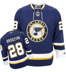 Women's Reebok St. Louis Blues #28 Kyle Brodziak Authentic Navy Blue Third NHL Jersey