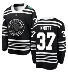 Youth Chicago Blackhawks #37 Graham Knott Black 2019 Winter Classic Fanatics Branded Breakaway NHL Jersey