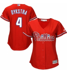 Women's Majestic Philadelphia Phillies #4 Lenny Dykstra Authentic Red Alternate Cool Base MLB Jersey