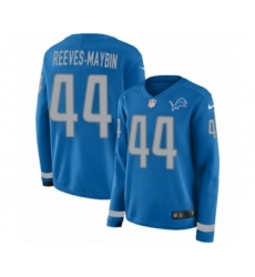 Women's Nike Detroit Lions #44 Jalen Reeves-Maybin Limited Blue Therma Long Sleeve NFL Jersey