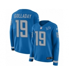 Women's Nike Detroit Lions #19 Kenny Golladay Limited Blue Therma Long Sleeve NFL Jersey