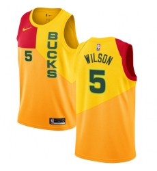 Women's Nike Milwaukee Bucks #5 D. J. Wilson Swingman Yellow NBA Jersey - City Edition