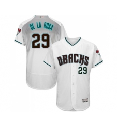Men's Arizona Diamondbacks #29 Jorge De La Rosa White Teal Alternate Authentic Collection Flex Base Baseball Jersey