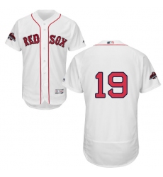 Men's Majestic Boston Red Sox #19 Jackie Bradley Jr White Home Flex Base Authentic Collection 2018 World Series Champions MLB Jersey