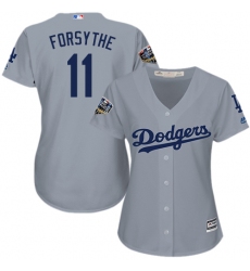 Women's Majestic Los Angeles Dodgers #11 Logan Forsythe Authentic Grey Road Cool Base 2018 World Series MLB Jersey
