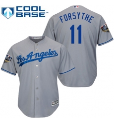 Youth Majestic Los Angeles Dodgers #11 Logan Forsythe Authentic Grey Road Cool Base 2018 World Series MLB Jersey
