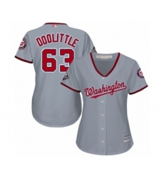 Women's Washington Nationals #63 Sean Doolittle Authentic Grey Road Cool Base 2019 World Series Bound Baseball Jersey