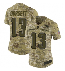 Women's Nike New England Patriots #13 Phillip Dorsett Limited Camo 2018 Salute to Service NFL Jersey