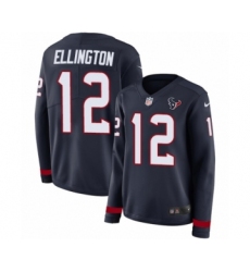 Women's Nike Houston Texans #12 Bruce Ellington Limited Navy Blue Therma Long Sleeve NFL Jersey