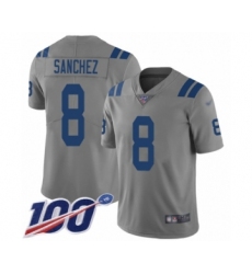 Men's Indianapolis Colts #8 Rigoberto Sanchez Limited Gray Inverted Legend 100th Season Football Jersey