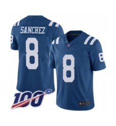 Men's Indianapolis Colts #8 Rigoberto Sanchez Limited Royal Blue Rush Vapor Untouchable 100th Season Football Jersey