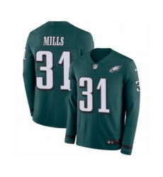 Men's Nike Philadelphia Eagles #31 Jalen Mills Limited Green Therma Long Sleeve NFL Jersey