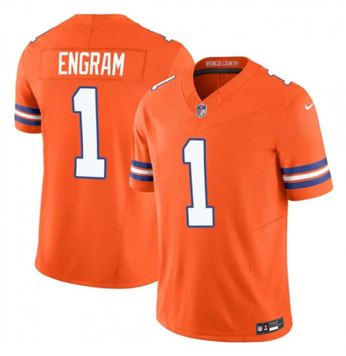 Men's Denver Broncos #1 Evan Engram Orange F.U.S.E. Mile High Collection 1977 Throwback Vapor Limited Football Stitched Jersey