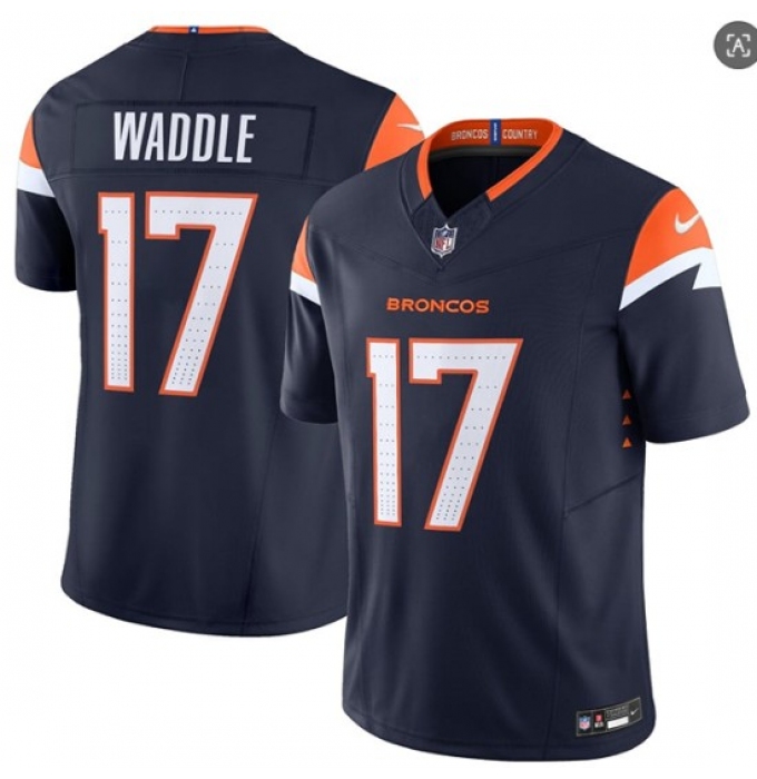 Men's Denver Broncos #17 Jaylen Waddle Navy 2026 F.U.S.E. Vapor Limited Stitched Football Jersey
