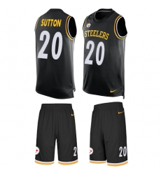 Men's Nike Pittsburgh Steelers #20 Cameron Sutton Limited Black Tank Top Suit NFL Jersey