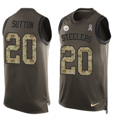 Men's Nike Pittsburgh Steelers #20 Cameron Sutton Limited Green Salute to Service Tank Top NFL Jersey
