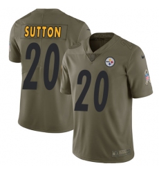 Men's Nike Pittsburgh Steelers #20 Cameron Sutton Limited Olive 2017 Salute to Service NFL Jersey