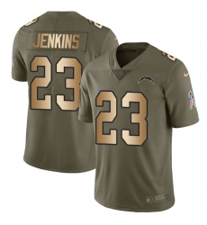 Men's Nike Los Angeles Chargers #23 Rayshawn Jenkins Limited Olive Gold 2017 Salute to Service NFL Jersey