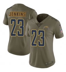 Women's Nike Los Angeles Chargers #23 Rayshawn Jenkins Limited Olive 2017 Salute to Service NFL Jersey