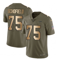 Men's Nike Los Angeles Chargers #75 Michael Schofield Limited Olive Gold 2017 Salute to Service NFL Jerseyey